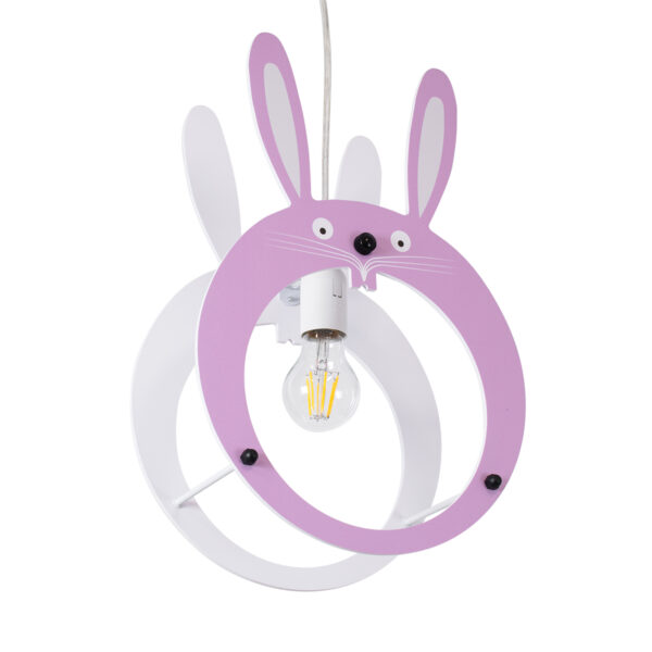 GloboStar® BUNNY 61577 Παιδικό Κρεμαστό Φωτιστικό Φιγούρα Μονόφωτο 1 x E27 IP20 Ροζ & Άσπρο Πλαστικό - Μ27.2 x Π15.5 x Υ40cm - Image 5