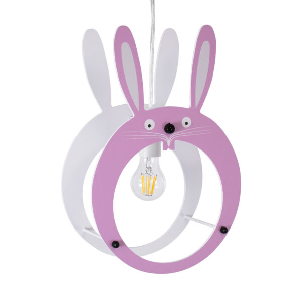 GloboStar® BUNNY 61577 Παιδικό Κρεμαστό Φωτιστικό Φιγούρα Μονόφωτο 1 x E27 IP20 Ροζ & Άσπρο Πλαστικό - Μ27.2 x Π15.5 x Υ40cm - Image 6