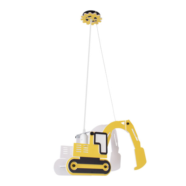 GloboStar® EXCAVATOR 61579 Παιδικό Κρεμαστό Φωτιστικό Φιγούρα Μονόφωτο 1 x E27 IP20 Κίτρινο & Μαύρο Πλαστικό - Μ45 x Π15.5 x Υ27cm - Image 3