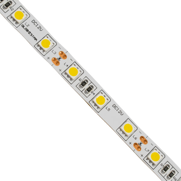 GloboStar® 70022 Ταινία LED SMD 5050 5m 14.4W/m 60LED/m 1584lm/m 120° DC 12V IP20 Θερμό Λευκό 3000K - 5 Χρόνια Εγγύηση - Image 2