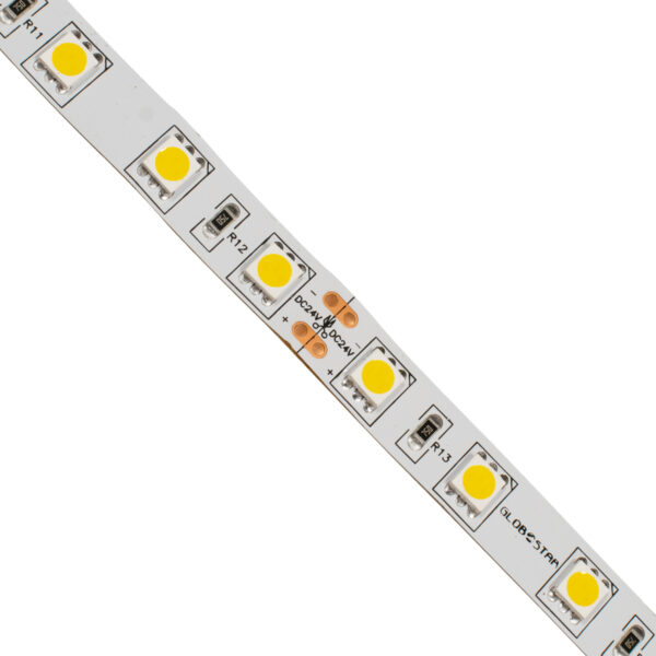 GloboStar® 70222 Ταινία LED SMD 5050 5m 14.4W/m 60LED/m 1648lm/m 120° DC 24V IP20 Θερμό Λευκό 3000K - 5 Χρόνια Εγγύηση - Image 2