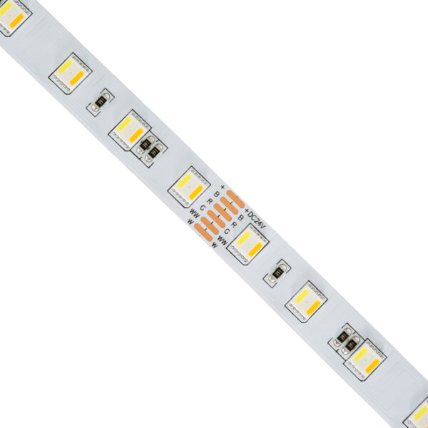 GloboStar® 70263 Ταινία LED SMD 5050 RGBW + WW 5in1 5m 24W/m 60LED/m 120° DC 24V IP20 2400lm/m Πολύχρωμη RGB - Ψυχρό Λευκό 6000K - Φυσικό Λευκό 4500K - Θερμό Λευκό 2700K - 5 Χρόνια Εγγύηση - Image 3