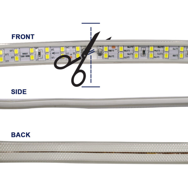 GloboStar® 70510 Wide Ταινία Διπλής Σειράς Epistar LED SMD 2835 1m 24W/m 180LED/m 3360lm/m 120° DC 230V Αδιάβροχη IP68 Ψυχρό Λευκό 6000K Dimmable - Image 4