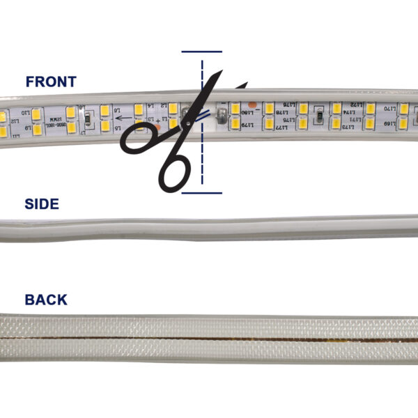 GloboStar® 70512 Wide Ταινία Διπλής Σειράς Epistar LED SMD 2835 1m 24W/m 180LED/m 3216lm/m 120° DC 230V Αδιάβροχη IP68 Θερμό Λευκό 3000K Dimmable - Image 4