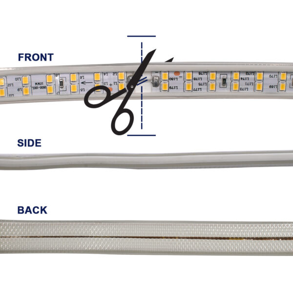 GloboStar® 70513 Wide Ταινία Διπλής Σειράς Epistar LED SMD 2835 1m 24W/m 180LED/m 3144lm/m 120° DC 230V Αδιάβροχη IP68 Ultra Θερμό Λευκό 2200K Dimmable - Image 4