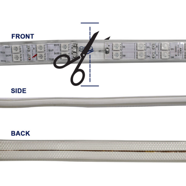 GloboStar® 70517 Wide Ταινία Διπλής Σειράς Epistar LED SMD 5050 1m 24W/m 60LED/m 3144lm/m 120° DC 230V Αδιάβροχη IP68 RGB Dimmable - Image 4