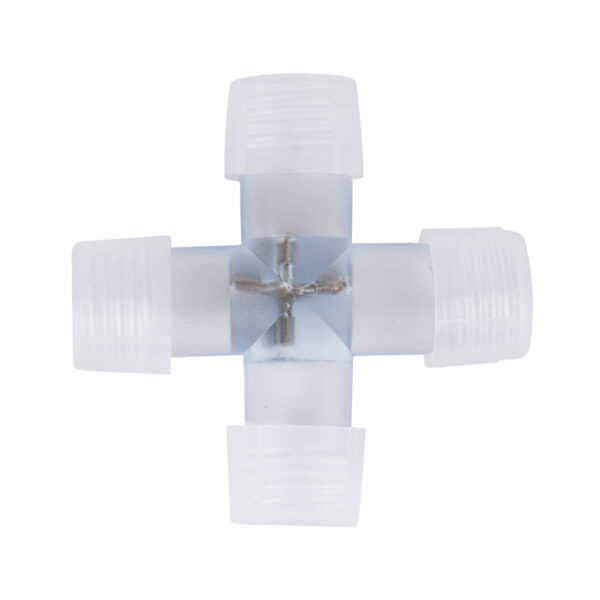 GloboStar® 70662 Σύνδεσμος Cross (+) για Μονόχρωμο Φωτοσωλήνα LED 360° Degree DC 230V 2 Pin Αδιάβροχος IP68 - Image 2