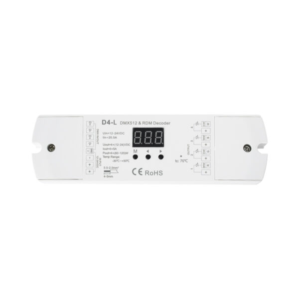 GloboStar® 70668 D4-L SKYDANCE DC DMX & RDM Dimmer High Speed Controller / Decoder 4 Καναλιών DC 12-24V 4 x 5A 120W - Max 20.5A 480W - IP20 Μ17 x Π5 x Υ2.5cm - 5 Years Warranty - Image 2