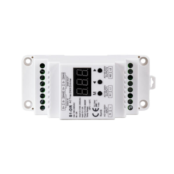 GloboStar® 70670 S1-DR SKYDANCE AC Triac DMX Dimmer Din Rail Ράγας 2 Καναλιών AC 100-240V 2 x 1.5A 360W - Max 3A 720W - IP20 DMX512 Μ11.5 x Π5 x Υ6.5cm - 5 Years Warranty - Image 4