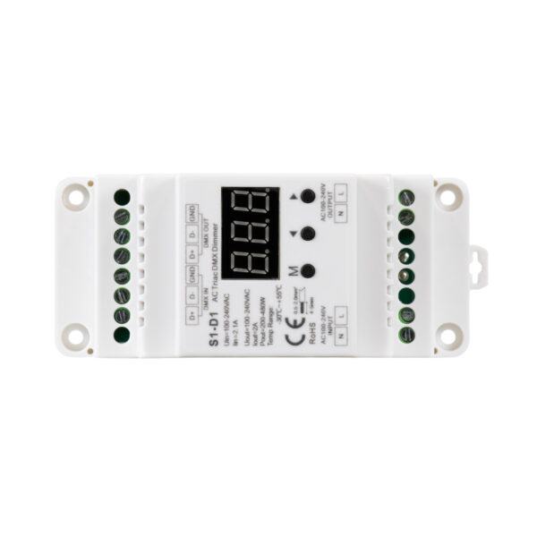 GloboStar® 70672 S1-D1 SKYDANCE AC Triac DMX Dimmer Din Rail Ράγας 1 Καναλιού AC 100-240V 1 x 2A 480W - Max 2A 480W - IP20 DMX512 Μ11.5 x Π5 x Υ6.5cm - 5 Years Warranty - Image 4