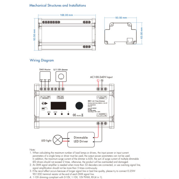 GloboStar® 70674 SK1 SKYDANCE AC Triac DMX Dimmer Din Rail Ράγας 1 Καναλιού AC 100-240V 1 x 6A 1440W - Max 6A 1440W - IP20 DMX512 Μ16.8 x Π9.3 x Υ8cm - 5 Years Warranty - Image 12