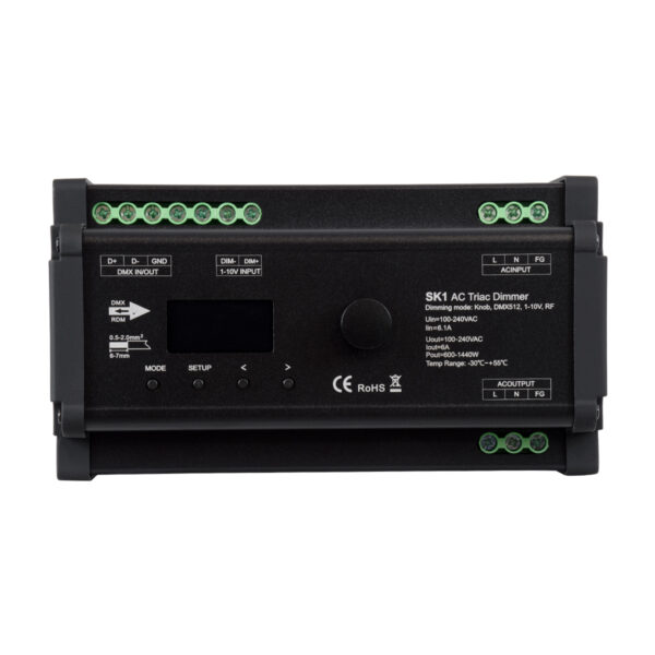 GloboStar® 70674 SK1 SKYDANCE AC Triac DMX Dimmer Din Rail Ράγας 1 Καναλιού AC 100-240V 1 x 6A 1440W - Max 6A 1440W - IP20 DMX512 Μ16.8 x Π9.3 x Υ8cm - 5 Years Warranty - Image 2