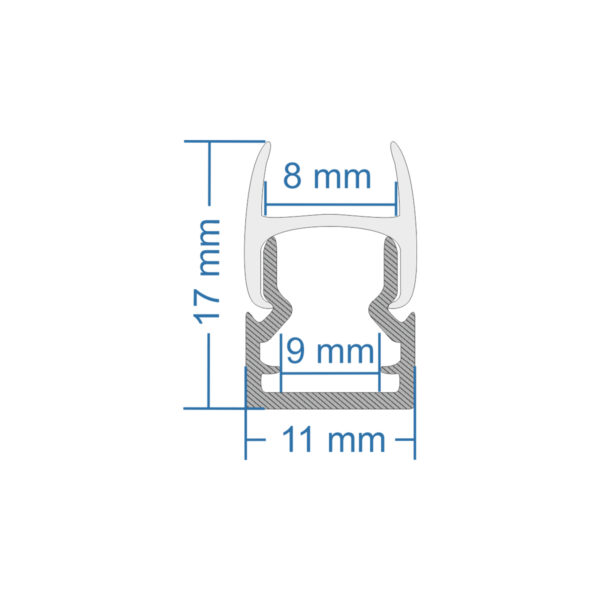 GloboStar® GLASSBOARD-PROFILE 70808-3M Προφίλ Αλουμινίου - Βάση & Ψύκτρα Ταινίας LED με Λευκό Γαλακτερό Κάλυμμα - Χρήση για Μοριακό Φωτισμό Γυαλιού Πάχους 8mm - Πατητό Κάλυμμα - Ασημί - 3 Μέτρα - Πακέτο 5 Τεμαχίων - Μ300 x Π1.1 x Υ1.7cm - Image 6