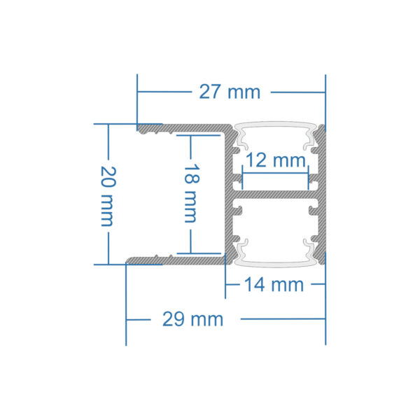 GloboStar® BOARD-PROFILE 70814-3M Προφίλ Αλουμινίου - Βάση & Ψύκτρα Ταινίας LED με Λευκό Γαλακτερό Κάλυμμα - Χρήση για Φωτισμού Ραφιού με Τοποθέτηση σε Ξύλο Πάχους 18mm - Πατητό Κάλυμμα - Ασημί - 3 Μέτρα - Πακέτο 5 Τεμαχίων - Μ300 x Π1.5 x Υ2cm - Image 6