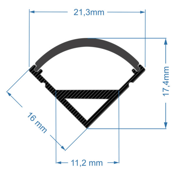 GloboStar® CORNER-PROFILE 70816-3M Προφίλ Αλουμινίου - Βάση & Ψύκτρα Ταινίας LED με Μαύρο Φιμέ Κάλυμμα - Επιφανειακή Γωνιακή Χρήση - Πατητό Κάλυμμα - Μαύρο - 3 Μέτρα - Πακέτο 5 Τεμαχίων - Μ300 x Π1.6 x Υ1.6cm - Image 4