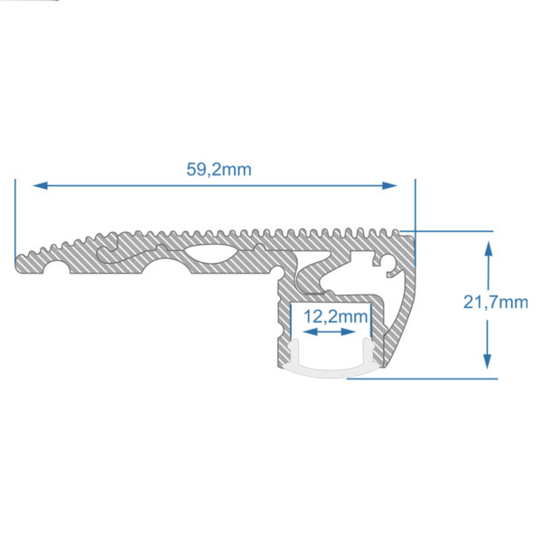 GloboStar® STAIR-PROFILE 70823-3M Προφίλ Αλουμινίου - Βάση & Ψύκτρα Ταινίας LED με Λευκό Γαλακτερό Κάλυμμα - Χρήση σε Σκαλοπάτια - Πατητό Κάλυμμα - Ασημί - 3 Μέτρα - Μ300 x Π6 x Υ2.1cm - Image 7