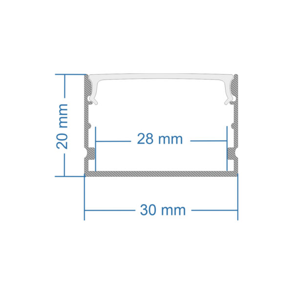 GloboStar® SURFACE-PROFILE 70824-1M Προφίλ Αλουμινίου - Βάση & Ψύκτρα Ταινίας LED με Λευκό Γαλακτερό Κάλυμμα - Επιφανειακή Χρήση - Πατητό Κάλυμμα - Ασημί - 1 Μέτρο - Μ100 x Π3 x Υ2cm - Image 7