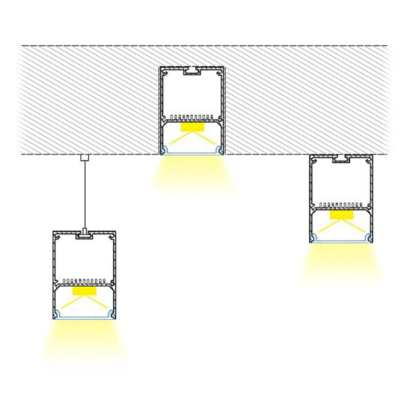 GloboStar® SURFACEPENDANT-PROFILE 70826-3M Προφίλ Αλουμινίου - Βάση & Ψύκτρα Ταινίας LED με Λευκό Γαλακτερό Κάλυμμα - Επιφανειακή & Κρεμαστή Χρήση - Πατητό Κάλυμμα - Ασημί - 3 Μέτρα - Μ300 x Π5 x Υ7cm - Image 7