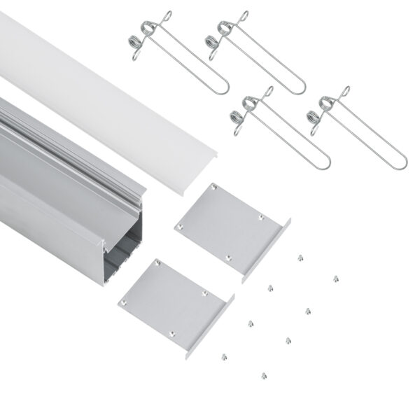 GloboStar® RECESS-PROFILE 70829-3M Προφίλ Αλουμινίου - Βάση & Ψύκτρα Ταινίας LED με Λευκό Γαλακτερό Κάλυμμα - Χωνευτή Χρήση - Πατητό Κάλυμμα - Ασημί - 3 Μέτρα - Μ300 x Π7.5 x Υ7cm - Image 2