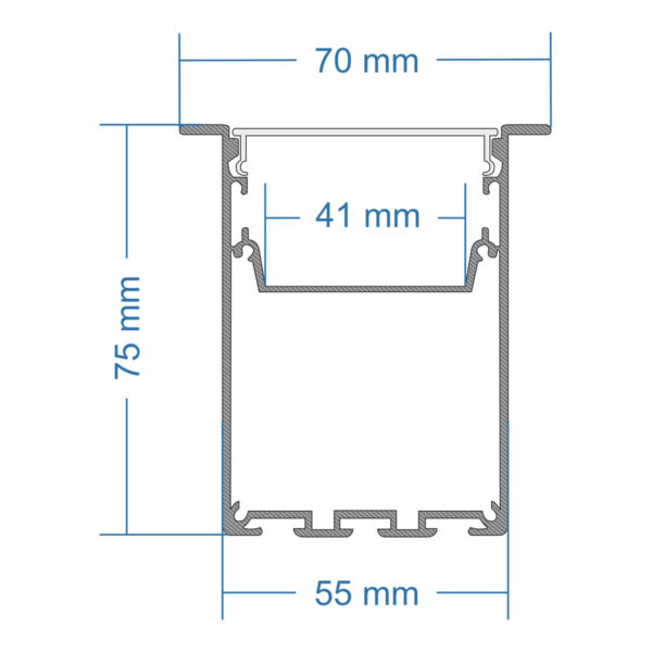 GloboStar® RECESS-PROFILE 70833-1M Προφίλ Αλουμινίου - Βάση & Ψύκτρα Ταινίας LED με Λευκό Γαλακτερό Κάλυμμα - Χωνευτή Χρήση - Πατητό Κάλυμμα - Λευκό - 1 Μέτρο - Μ100 x Π7.5 x Υ7cm - Image 7