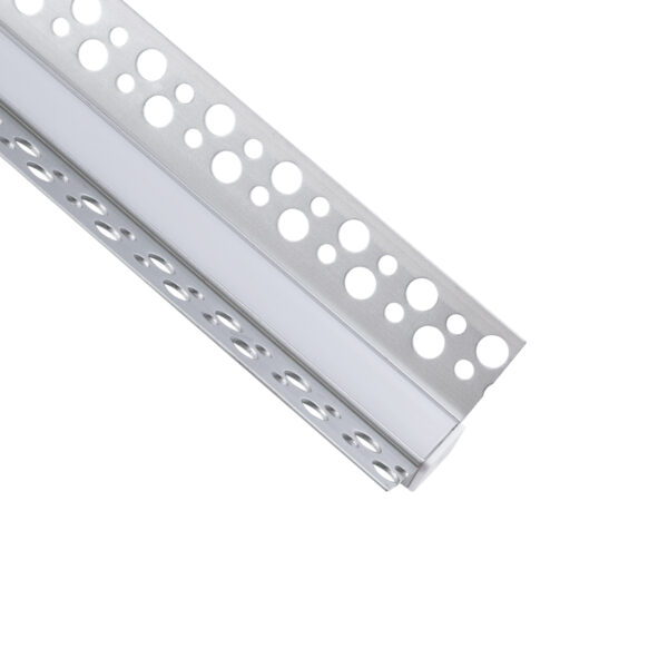 GloboStar® PLASTERBOARD-PROFILE 70836-3M Προφίλ Αλουμινίου - Βάση & Ψύκτρα Ταινίας LED με Λευκό Γαλακτερό Κάλυμμα - Χωνευτή Γωνιακή Χρήση σε Εσωτερική Γωνία Γυψοσανίδας - Trimless - Πατητό Κάλυμμα - Ασημί - 3 Μέτρα - Πακέτο 5 Τεμαχίων - Μ300 x Π3.1 x Υ1.3cm - Image 3