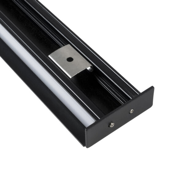 GloboStar® SURFACE-PROFILE 70845-3M Προφίλ Αλουμινίου - Βάση & Ψύκτρα Ταινίας LED με Λευκό Γαλακτερό Κάλυμμα - Επιφανειακή Χρήση Δημιουργίας Κρυφού Φωτισμού Πάνω/Κάτω - Πατητό Κάλυμμα - Μαύρο - 3 Μέτρα - Μ300 x Π5 x Υ1.7cm - Image 3