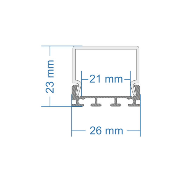 GloboStar® SURFACEPENDANT-PROFILE 70847-1M Προφίλ Αλουμινίου - Βάση & Ψύκτρα Ταινίας LED με Λευκό Γαλακτερό Κάλυμμα - Επιφανειακή & Κρεμαστή Χρήση - Πατητό Κάλυμμα - Ασημί - 1 Μέτρο - Μ100 x Π2.6 x Υ2.3cm - Image 7