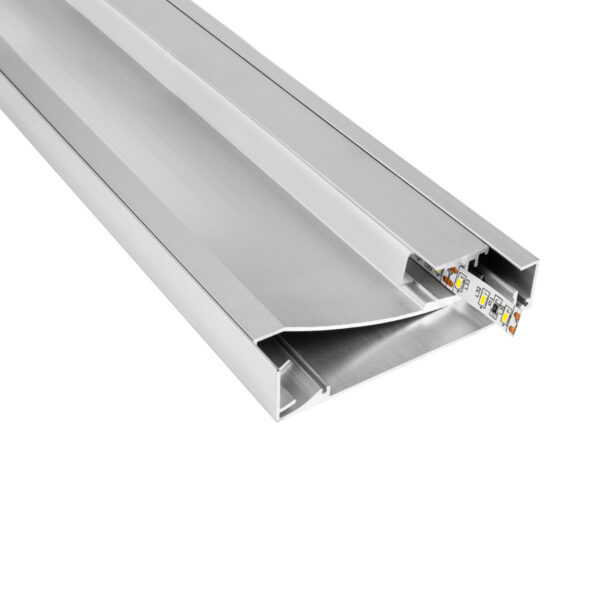 GloboStar® SKIRTINGBOARD-PROFILE 70850-3M Προφίλ Αλουμινίου - Βάση & Ψύκτρα Ταινίας LED με Λευκό Γαλακτερό Κάλυμμα - Επιφανειακή Χρήση για Περβάζι - Πατητό Κάλυμμα - Ασημί - 3 Μέτρα - Μ300 x Π1.6 x Υ8cm