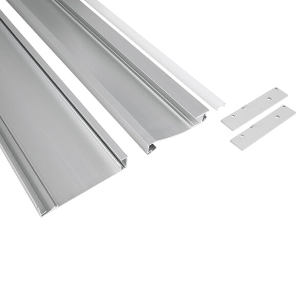 GloboStar® SKIRTINGBOARD-PROFILE 70850-3M Προφίλ Αλουμινίου - Βάση & Ψύκτρα Ταινίας LED με Λευκό Γαλακτερό Κάλυμμα - Επιφανειακή Χρήση για Περβάζι - Πατητό Κάλυμμα - Ασημί - 3 Μέτρα - Μ300 x Π1.6 x Υ8cm - Image 2