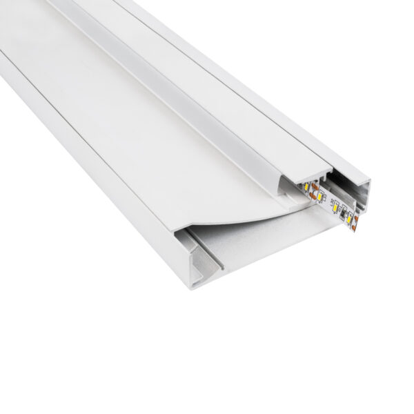 GloboStar® SKIRTINGBOARD-PROFILE 70851-3M Προφίλ Αλουμινίου - Βάση & Ψύκτρα Ταινίας LED με Λευκό Γαλακτερό Κάλυμμα - Επιφανειακή Χρήση για Περβάζι - Πατητό Κάλυμμα - Λευκό - 3 Μέτρα - Μ300 x Π1.6 x Υ8cm