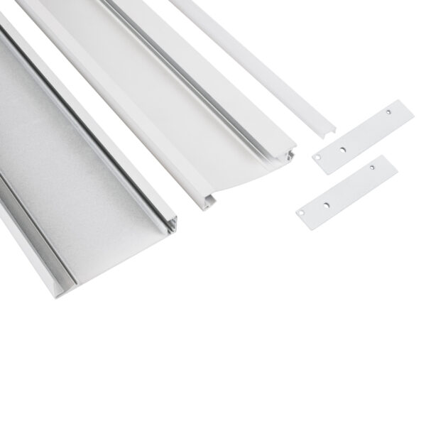 GloboStar® SKIRTINGBOARD-PROFILE 70851-3M Προφίλ Αλουμινίου - Βάση & Ψύκτρα Ταινίας LED με Λευκό Γαλακτερό Κάλυμμα - Επιφανειακή Χρήση για Περβάζι - Πατητό Κάλυμμα - Λευκό - 3 Μέτρα - Μ300 x Π1.6 x Υ8cm - Image 2