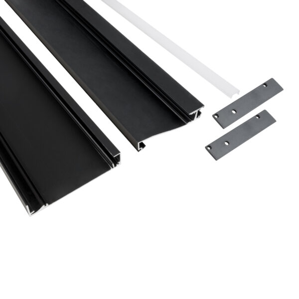 GloboStar® SKIRTINGBOARD-PROFILE 70852-3M Προφίλ Αλουμινίου - Βάση & Ψύκτρα Ταινίας LED με Λευκό Γαλακτερό Κάλυμμα - Επιφανειακή Χρήση για Περβάζι - Πατητό Κάλυμμα - Μαύρο - 3 Μέτρα - Μ300 x Π1.6 x Υ8cm - Image 2