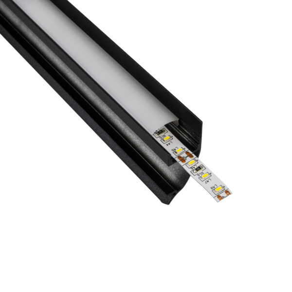 GloboStar® SURFACE-PROFILE 70859-3M Προφίλ Αλουμινίου - Βάση & Ψύκτρα Ταινίας LED με Λευκό Γαλακτερό Κάλυμμα - Επιφανειακή Χρήση Δημιουργίας Κρυφού Φωτισμού - Πατητό Κάλυμμα - Μαύρο - 3 Μέτρα - Πακέτο 5 Τεμαχίων - Μ300 x Π1.7 x Υ4.2cm