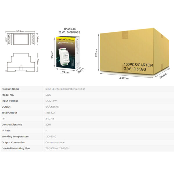 GloboStar® 71415 LS2S Mi-BOXER DC WiFi & RF 2.4Ghz Dimmer High Speed Controller 5 Καναλιών DC 12-24V 5 x 6A 144W - Max 10A 240W - IP20 RGBW+WW - Din Rail Ράγας - Μ9 x Π3.4 x Υ6cm - 5 Years Warranty - Image 16