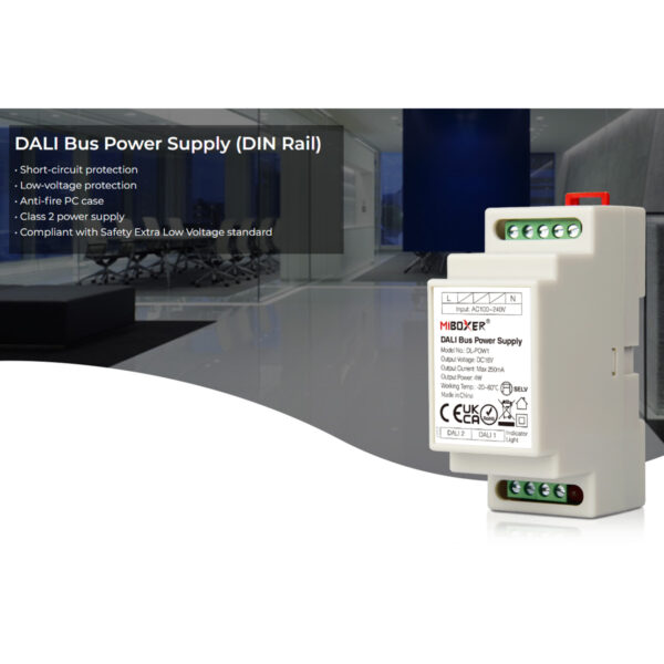 GloboStar® 71420 DL-POW1 Mi-BOXER DC DALI BUS Power Supply Τροφοδοτικό SELV AC 100-240V σε DC 16V 2 Καναλιών DC 16V 2 x 125mA 2W - Max 250mA 4W - IP20 - Din Rail Ράγας - Μ9 x Π3.4 x Υ6cm - 5 Years Warranty - Image 10