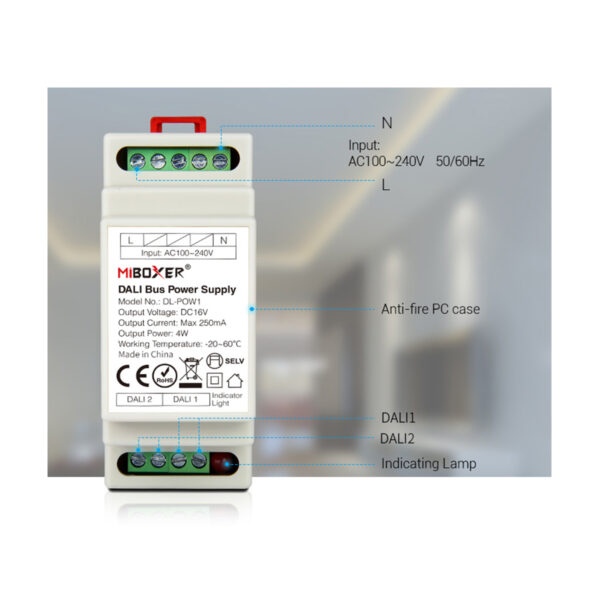 GloboStar® 71420 DL-POW1 Mi-BOXER DC DALI BUS Power Supply Τροφοδοτικό SELV AC 100-240V σε DC 16V 2 Καναλιών DC 16V 2 x 125mA 2W - Max 250mA 4W - IP20 - Din Rail Ράγας - Μ9 x Π3.4 x Υ6cm - 5 Years Warranty - Image 12