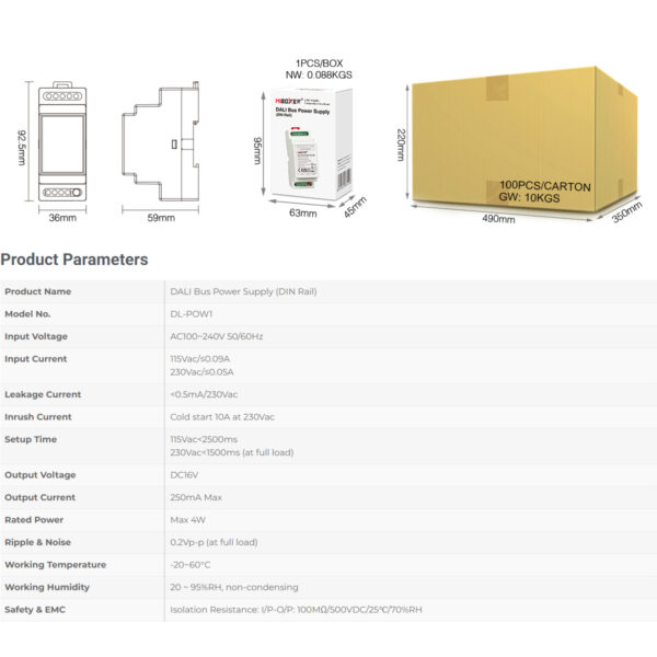 GloboStar® 71420 DL-POW1 Mi-BOXER DC DALI BUS Power Supply Τροφοδοτικό SELV AC 100-240V σε DC 16V 2 Καναλιών DC 16V 2 x 125mA 2W - Max 250mA 4W - IP20 - Din Rail Ράγας - Μ9 x Π3.4 x Υ6cm - 5 Years Warranty - Image 14