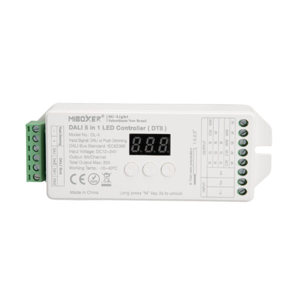 GloboStar® 71423 DL-X Mi-BOXER DC DALI & Push Dimming 5 in 1 High Speed Controller / Dimmer 5 Καναλιών DC 12-24V 5 x 6A 144W - Max 20A 480W - IP20 RGBW+WW Μ13 x Π5 x Υ2.5cm - 5 Years Warranty - Image 8