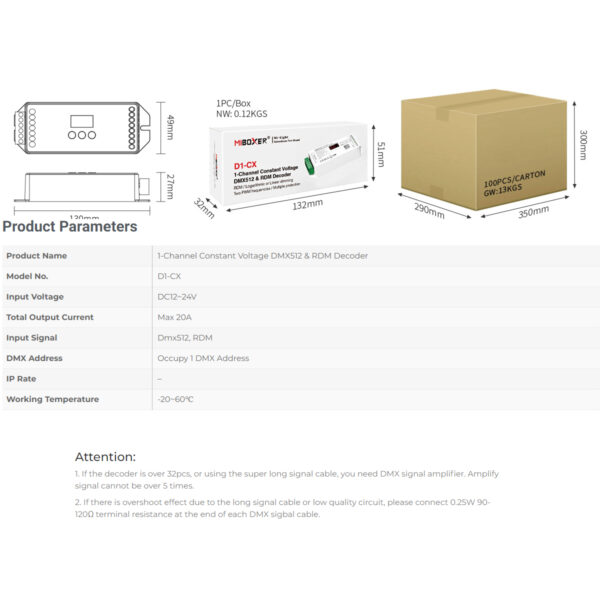 GloboStar® 71424 D1-CX Mi-BOXER DC DMX & RDM Dimmer High Speed Controller / Decoder 1 Καναλιού DC 12-24V 1 x 20A 480W - Max 20A 480W - IP20 Μ13 x Π5 x Υ2.5cm - 5 Years Warranty - Image 16