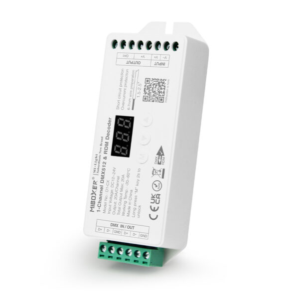 GloboStar® 71424 D1-CX Mi-BOXER DC DMX & RDM Dimmer High Speed Controller / Decoder 1 Καναλιού DC 12-24V 1 x 20A 480W - Max 20A 480W - IP20 Μ13 x Π5 x Υ2.5cm - 5 Years Warranty - Image 6