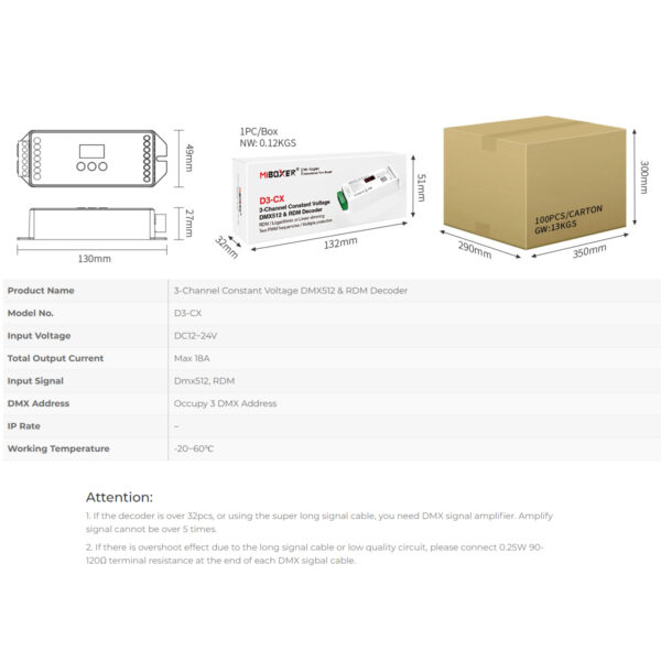 GloboStar® 71425 D3-CX Mi-BOXER DC DMX & RDM Dimmer High Speed Controller / Decoder 3 Καναλιών DC 12-24V 3 x 6A 144W - Max 18A 432W - IP20 Μ13 x Π5 x Υ2.5cm - 5 Years Warranty - Image 16