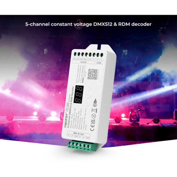 GloboStar® 71426 D5-CX Mi-BOXER DC DMX & RDM Dimmer High Speed Controller / Decoder 5 Καναλιών DC 12-24V 5 x 4A 96W - Max 20A 480W - IP20 Μ13 x Π5 x Υ2.5cm - 5 Years Warranty - Image 8