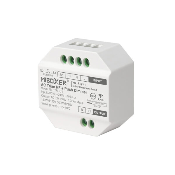 GloboStar® 71432 TRI-C1 Mi-BOXER AC Triac & RF 2.4Ghz & Push Dimmer 1 Καναλιού AC 100-240V 1 x 1.36A 300W - Max 1.36A 300W - IP20 Μ5 x Π5 x Υ2.3cm - 5 Years Warranty - Image 5