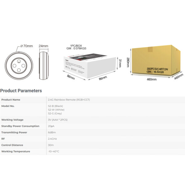 GloboStar® 71434 S2-B Mi-Light Ασύρματο Χειριστήριο Αφής RF 2.4Ghz για όλα τα RGBW+WW Mi-BOXER Controller DC 3V 2 x AAA - IP20 Μαύρο Φ7 x Υ2.5cm - 5 Years Warranty - Image 12