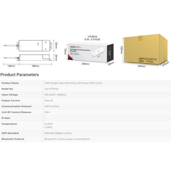 GloboStar® 71437 WL1-P75V24 Mi-BOXER DC Smart Wifi & RF 2.4Ghz & Push Dimming Power Supply Τροφοδοτικό SELV & Controller / Dimmer All in One AC100-240V σε DC 24V 1 x 3A 75W - Max 3A 75W - IP20 Μ19 x Π5.5 x Υ3.2cm - 5 Years Warranty - Image 19