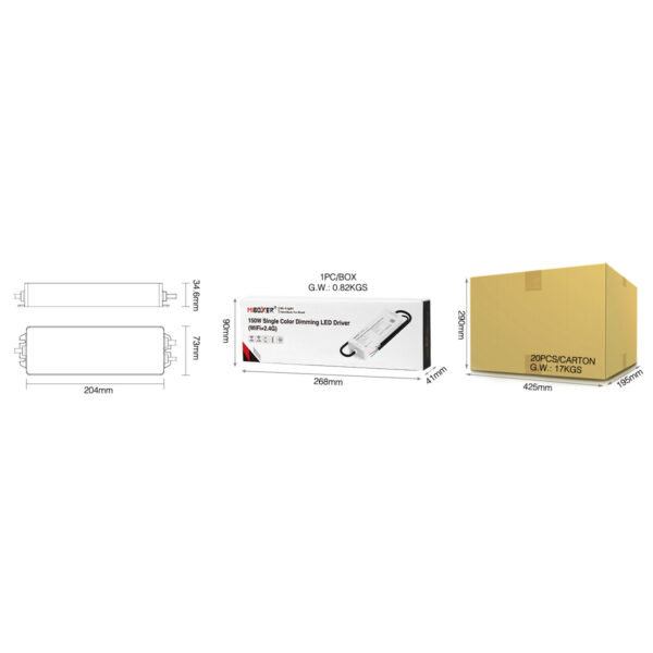 GloboStar® 71438 WP1-P150V24 Mi-BOXER DC Smart Wifi & RF 2.4Ghz & Push Dimming Power Supply Τροφοδοτικό SELV & Controller / Dimmer All in One AC100-240V σε DC 24V 1 x 6.25A 150W - Max 6.25A 150W - Αδιάβροχο IP67 Μ22.5 x Π7 x Υ3.5cm - 3 Years Warranty - Image 6