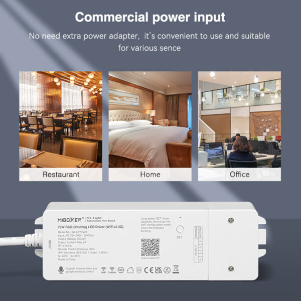 GloboStar® 71439 WL3-P75V24 Mi-BOXER DC Smart Wifi & RF 2.4Ghz & Push Dimming Power Supply Τροφοδοτικό SELV & Controller / Dimmer All in One 3 Καναλιών AC100-240V σε DC 24V 3 x 0.6A 14.4W - Max 3A 75W - IP20 RGB Μ19 x Π5.5 x Υ3.2cm - 5 Years Warranty - Image 20