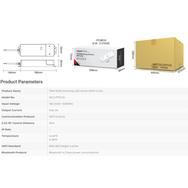 GloboStar® 71439 WL3-P75V24 Mi-BOXER DC Smart Wifi & RF 2.4Ghz & Push Dimming Power Supply Τροφοδοτικό SELV & Controller / Dimmer All in One 3 Καναλιών AC100-240V σε DC 24V 3 x 0.6A 14.4W - Max 3A 75W - IP20 RGB Μ19 x Π5.5 x Υ3.2cm - 5 Years Warranty - Image 24