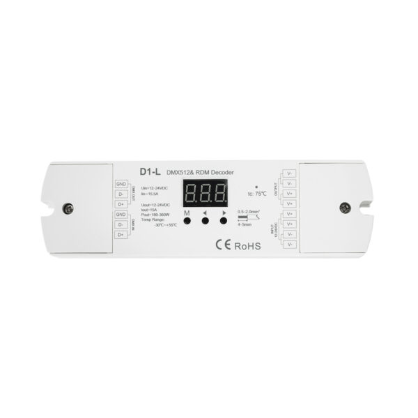 GloboStar® 71446 D1-L SKYDANCE DC DMX & RDM Dimmer High Speed Controller / Decoder 1 Καναλιού DC 12-24V 1 x 15.5A 360W - Max 15.5A 360W - IP20 Μ17 x Π5 x Υ2.5cm - 5 Years Warranty - Image 2