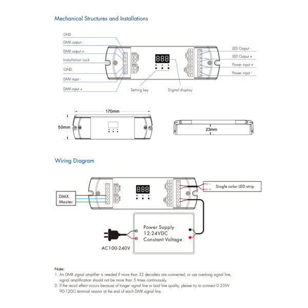 GloboStar® 71446 D1-L SKYDANCE DC DMX & RDM Dimmer High Speed Controller / Decoder 1 Καναλιού DC 12-24V 1 x 15.5A 360W - Max 15.5A 360W - IP20 Μ17 x Π5 x Υ2.5cm - 5 Years Warranty - Image 8